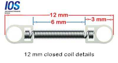 Closed Coil NiTi Springs Eyelets (12mm, Medium) - IOS